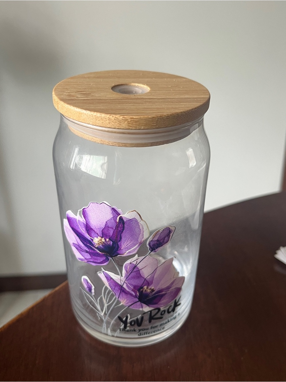 Purple Floral “You Rock” Tumbler - Picture 2 of 5